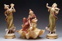 Appraisal: THREE ROYAL DUX FIGURINES All marked with pink triangles on