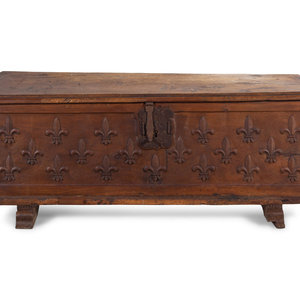 Appraisal: A Continental Carved Walnut Cassone th Century Height x width