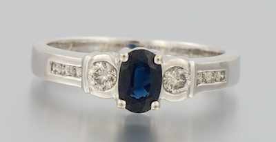 Appraisal: A Ladies' Sapphire and Diamond Ring k white gold ring