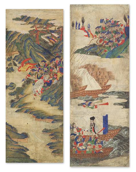 Appraisal: Anonymous Joseon Dynasty th Century Two fragments illustrating scenes from