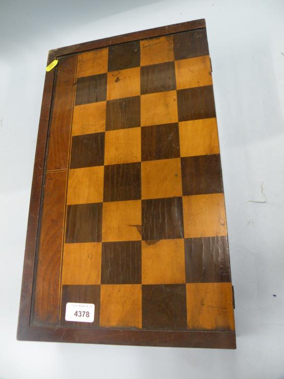 Appraisal: A thC inlaid mahogany chess board and back gammon set