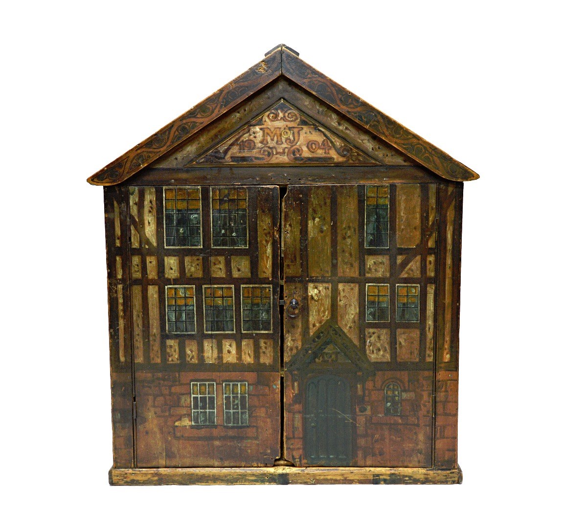 Appraisal: An early th century two door cupboard with painted decoration