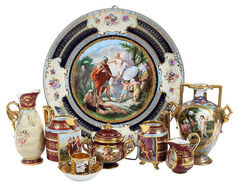 Appraisal: Nine Pieces of Vienna and or Style Porcelain late th