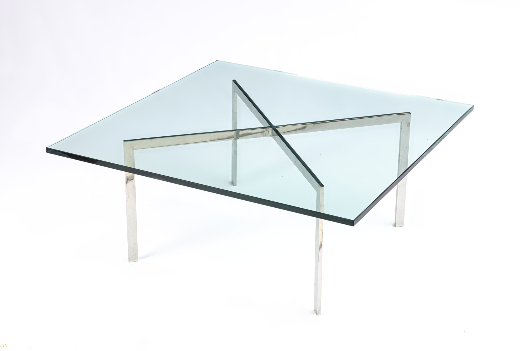 Appraisal: MODERN KNOLL GLASS TOP CHROME COFFEE TABLE Mid-Century Modern Knoll