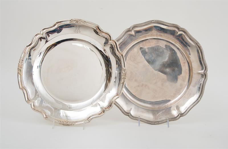 Appraisal: TWO FRENCH SILVER CIRCULAR DISHES The one serpentine rim cast