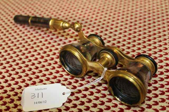 Appraisal: A PAIR OF OPERA GLASSES with crocodile skin mounts and