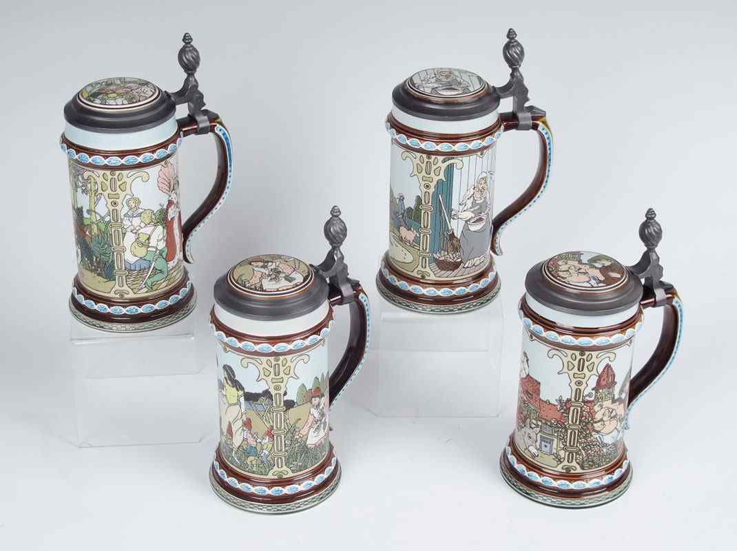 Appraisal: METTLACH FAIRY TALE COLLECTORS STEINS Circa 's to include ''The