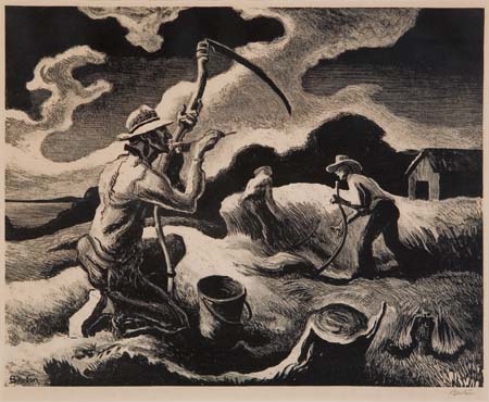 Appraisal: THOMAS HART BENTON Island Hay Lithograph x mm x inches