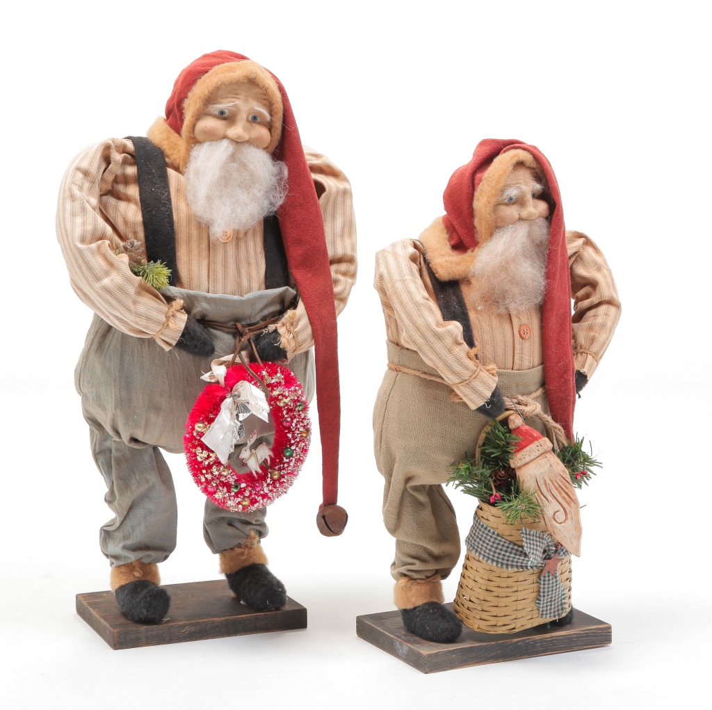 Appraisal: American th century Two soft body Santa's with slacks and