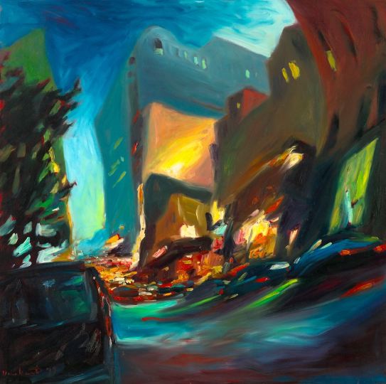 Appraisal: Veerakeat Tongpaiboon Thailand San Francisco Contemporary Mason Street at Night