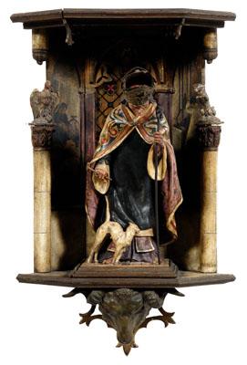 Appraisal: th century niche with saint an old saint depicted wearing