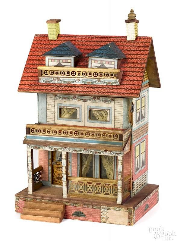 Appraisal: Bliss paper litho on wood doll house Bliss paper lithograph