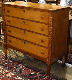 Appraisal: Sheraton mahogany and tiger maple chest circa possibly New England