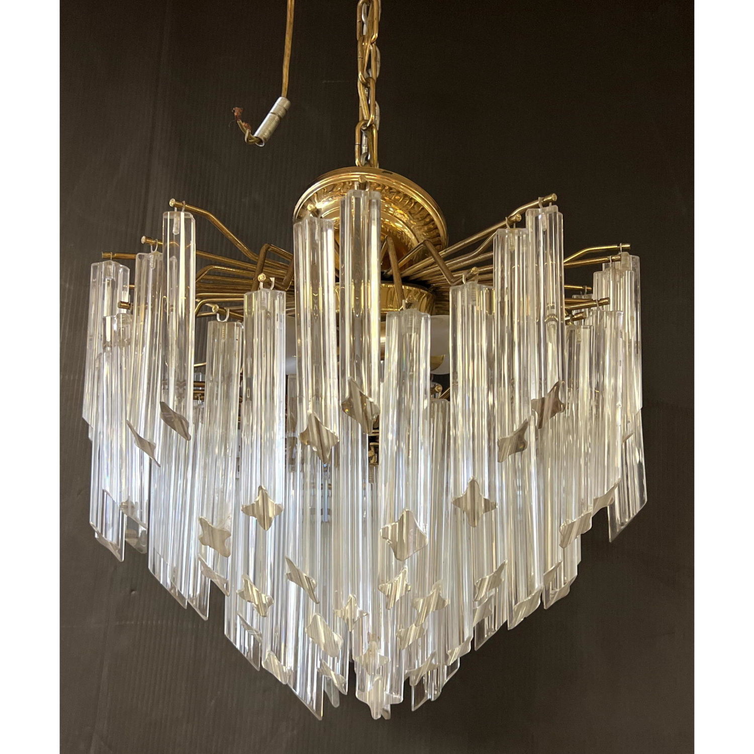 Appraisal: Camer style Hanging Modernist Chandelier Glass Prisms Dimensions H inches