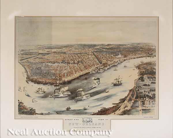 Appraisal: A Bird's-Eye View of New Orleans early th c reproduction