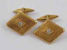 Appraisal: A pair of yellow metal marked ct diamond set cufflinks