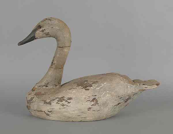 Appraisal: Carved and painted swan decoy early th c l