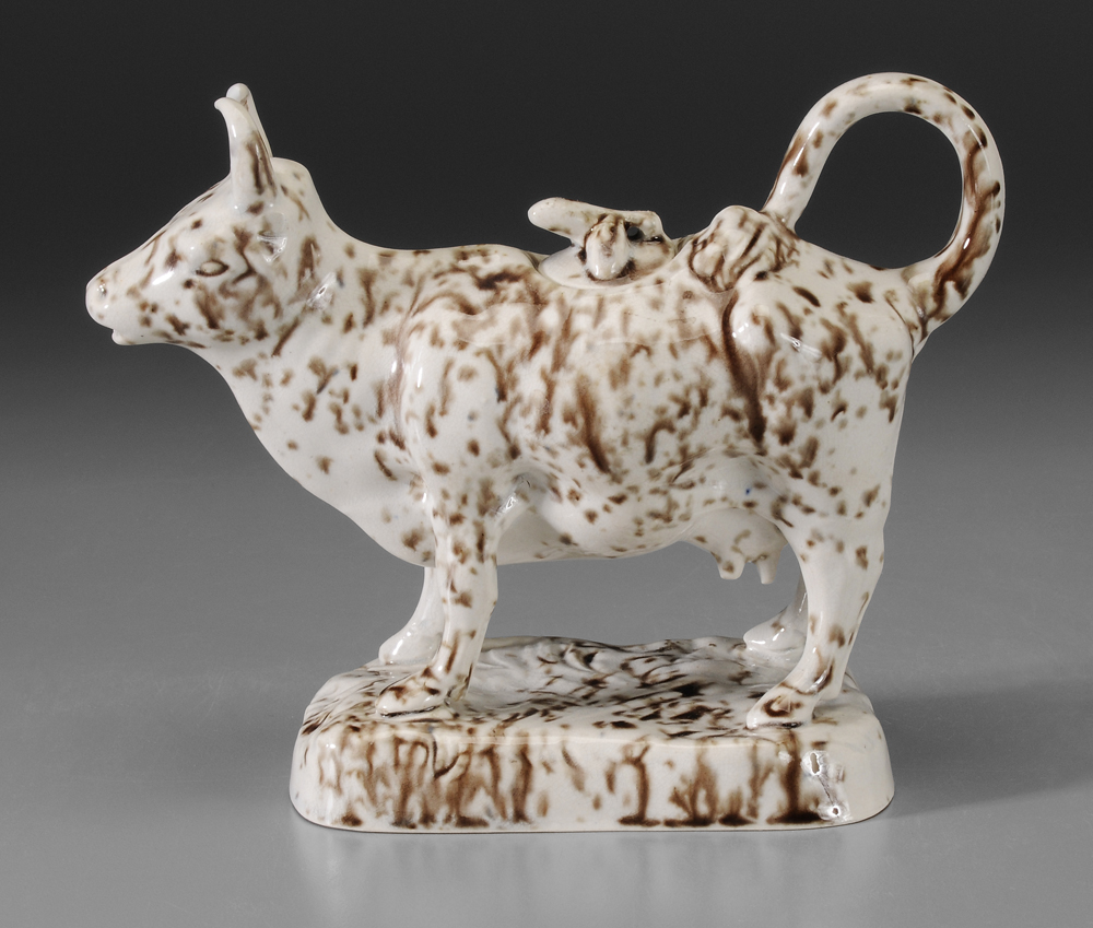 Appraisal: Pearlware Cow Creamer British early- th century mottled brown surface