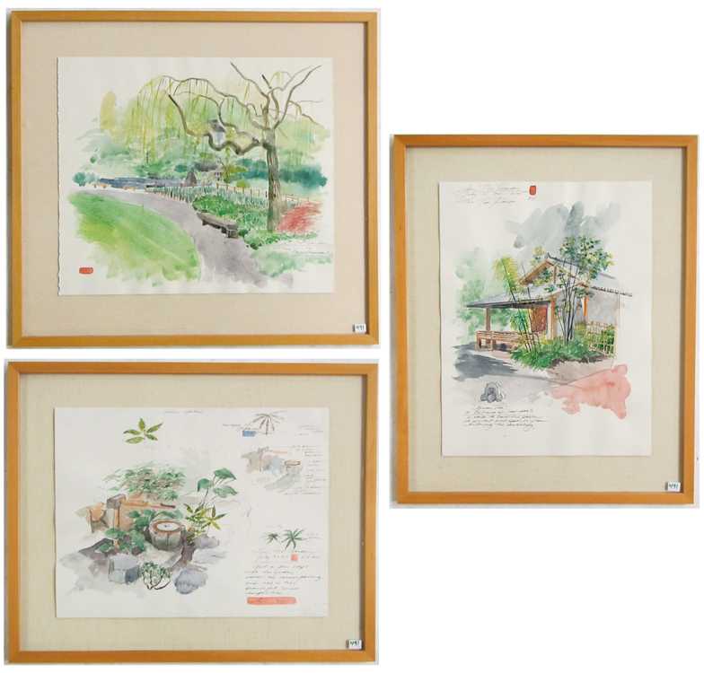 Appraisal: DENNIS CLEMMENS THREE WATERCOLORS ON PAPER Portland Oregon st century