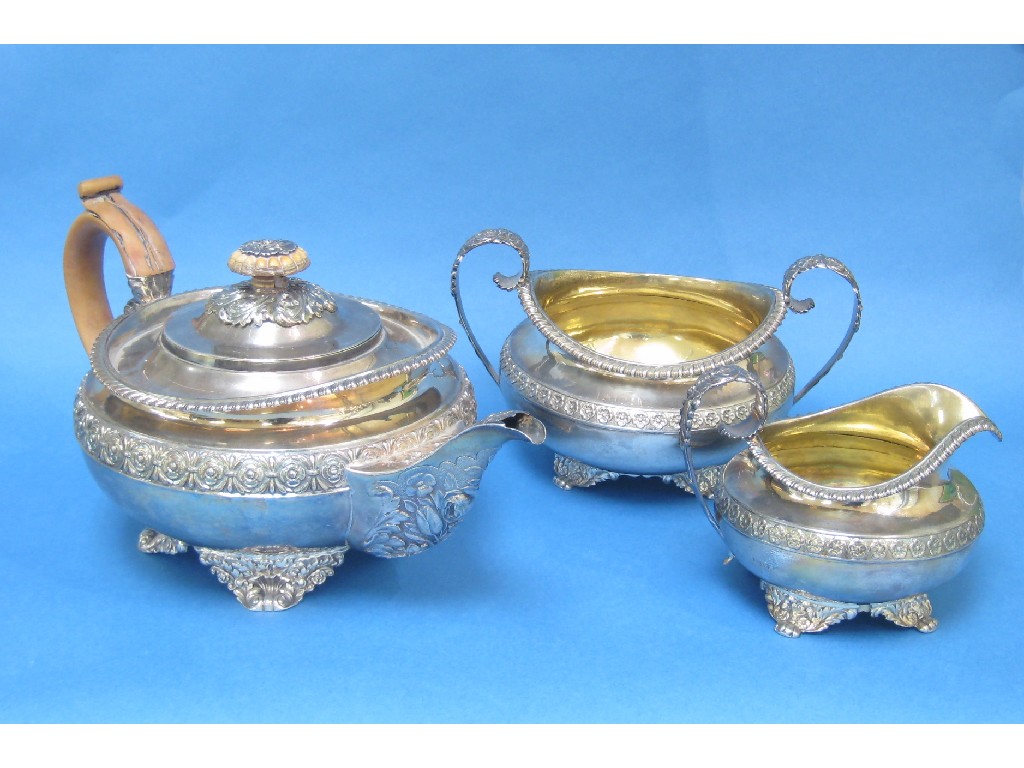 Appraisal: A George III IV three piece circular Tea Service with