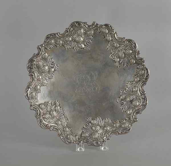 Appraisal: J E Caldwell sterling silver serving dish with heavy pine