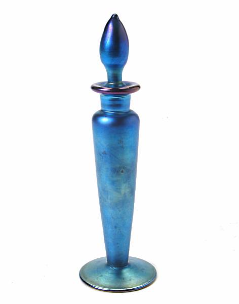 Appraisal: A Steuben blue Aurene glass stoppered cologne bottle early th