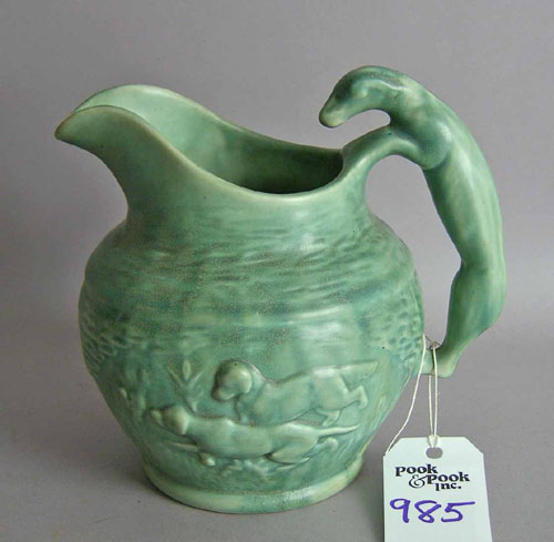 Appraisal: Pottery hound handled pitcher h