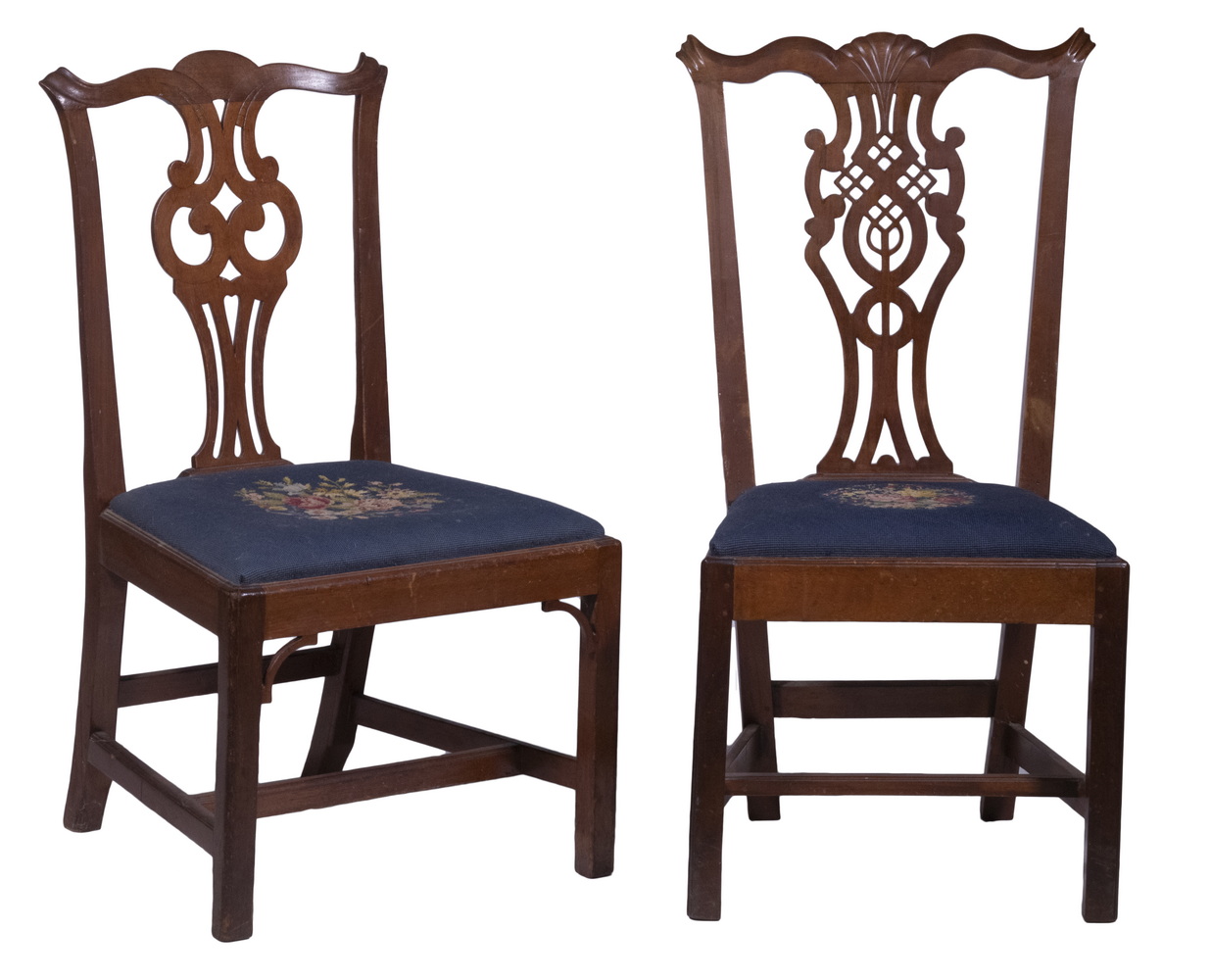 Appraisal: CHIPPENDALE SIDE CHAIRS WITH NEEDLEPOINT SEATS Lot of Similar th