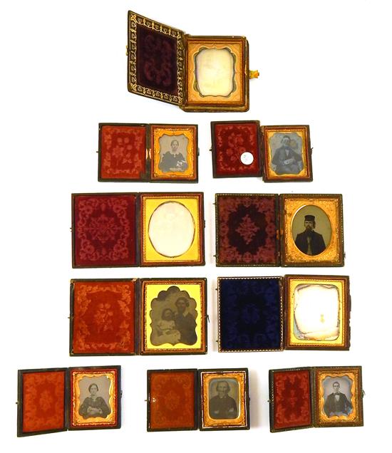 Appraisal: th C photography including daguerreotypes and ambrotypes ten pieces black