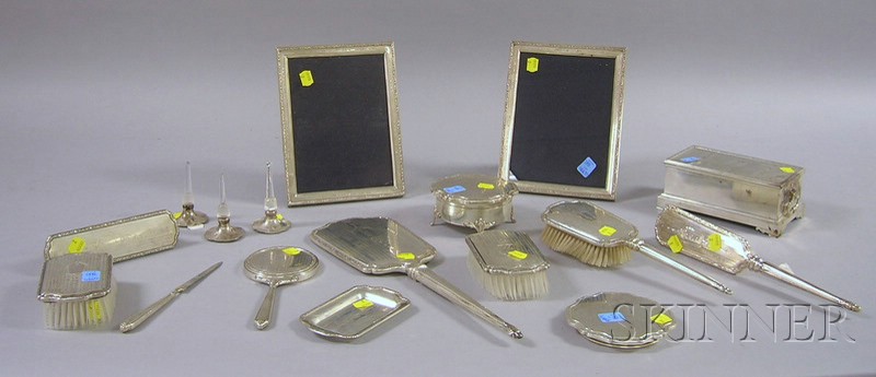 Appraisal: Seventeen Piece Kirks Sterling Silver Vanity Set five brushes two