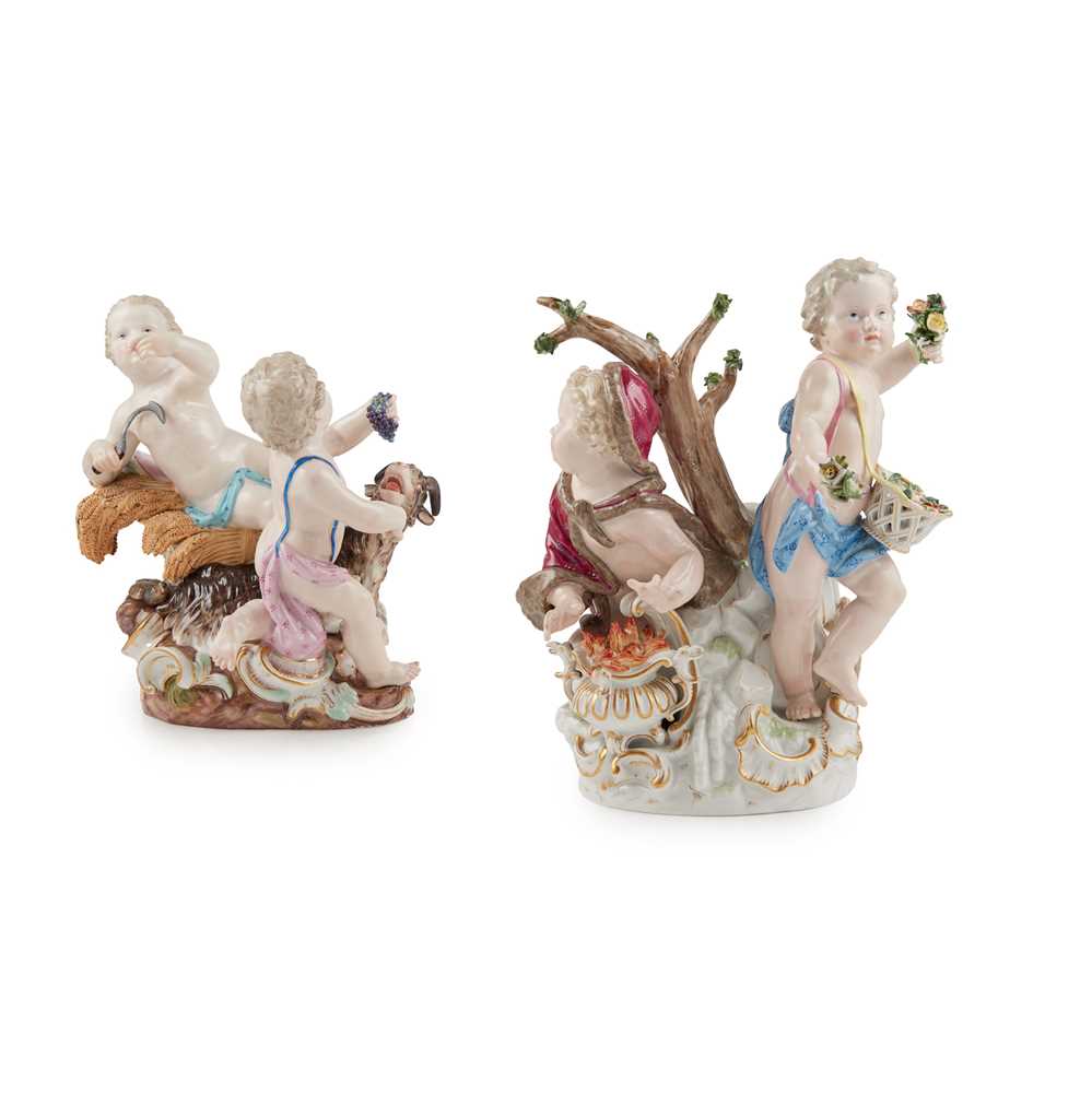 Appraisal: PAIR OF MEISSEN FIGURE GROUPS EMBLEMATIC OF THE SEASONS MID