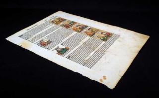 Appraisal: Wohlgemuth INCUNABULA LEAF FROM NUREMBERG CHRONICLE Hand Details This lot