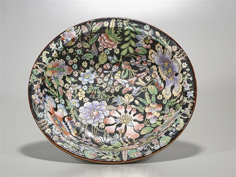 Appraisal: Chinese enameled porcelain charger with floral design mark to base