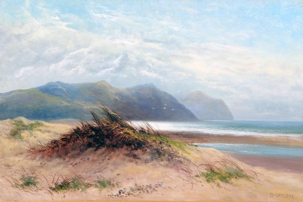 Appraisal: DANIEL SHERRIN - Coastal Scene oil on canvas signed x