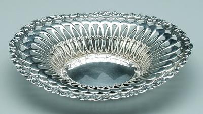 Appraisal: Whiting sterling openwork bowl oval with scroll border looping openwork