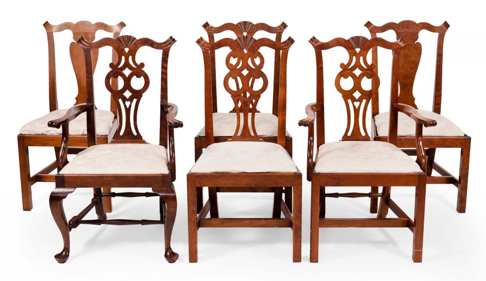 Appraisal: SIX DAVID LEFORT CHIPPENDALE-STYLE CHAIRS MASSACHUSETTS TH CENTURY BACK HEIGHTS