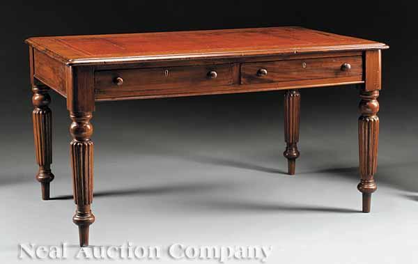 Appraisal: A Regency Mahogany Library Table c inset tooled leather top