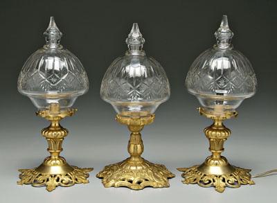 Appraisal: Three lamps with ormolu mounts all with heavy bronze dor