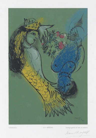 Appraisal: MARC CHAGALL after La Sir ne Color wood engraving x