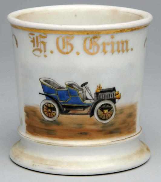 Appraisal: Automobile Shaving Mug Gilt name G G Grim Stamped T