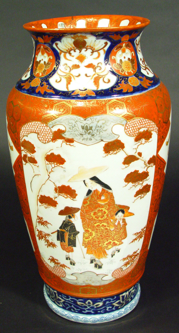 Appraisal: Large Japanese Kutani porcelain vase painted with objects and figures