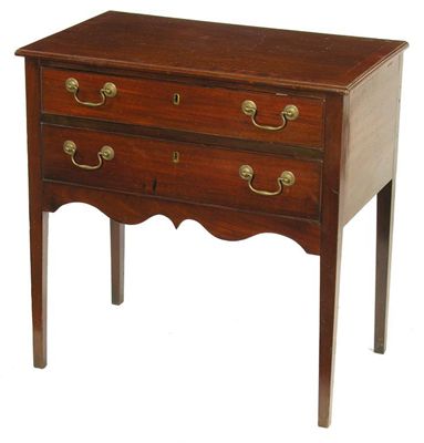 Appraisal: A mahogany side table with a moulded edge crossbanded top