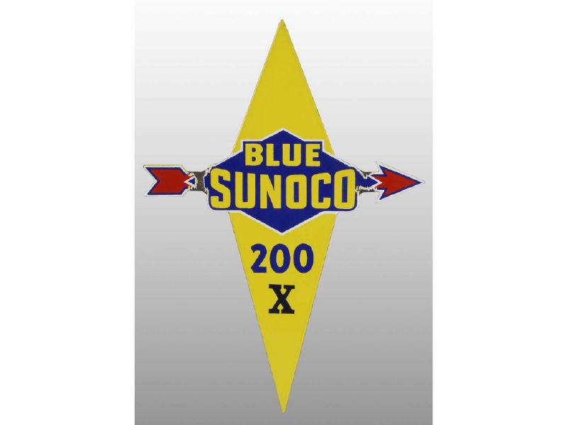 Appraisal: Blue Sunoco Porcelain Die-Cut Sign Description Some shallow bends and