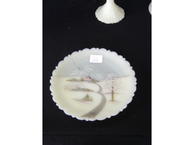 Appraisal: CUSTARD HAND PAINTED PLATE