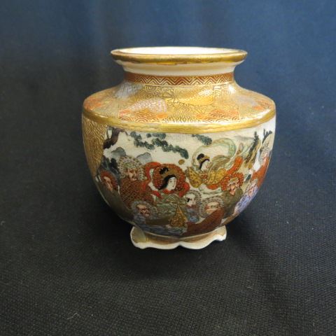 Appraisal: Japanese Satsuma Pottery Vase signed Meiji period signed panels with