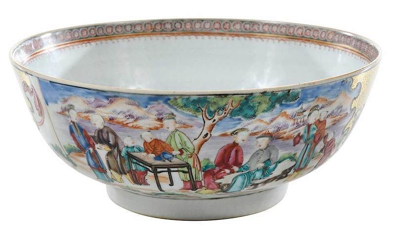 Appraisal: Famille Rose Chinese Export Punch Bowl th th century th