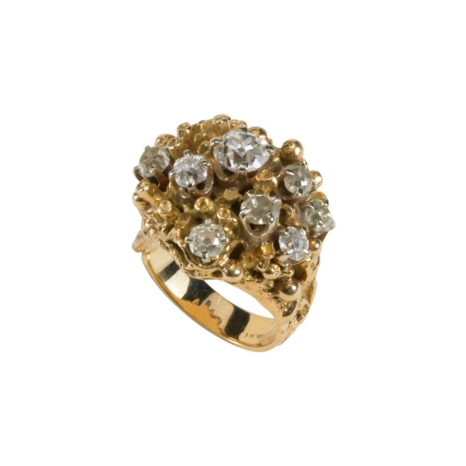 Appraisal: k Yellow Gold Abstract Ring set with old cut diamonds