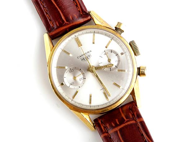 Appraisal: A gold plated Carrera chronograph wristwatch