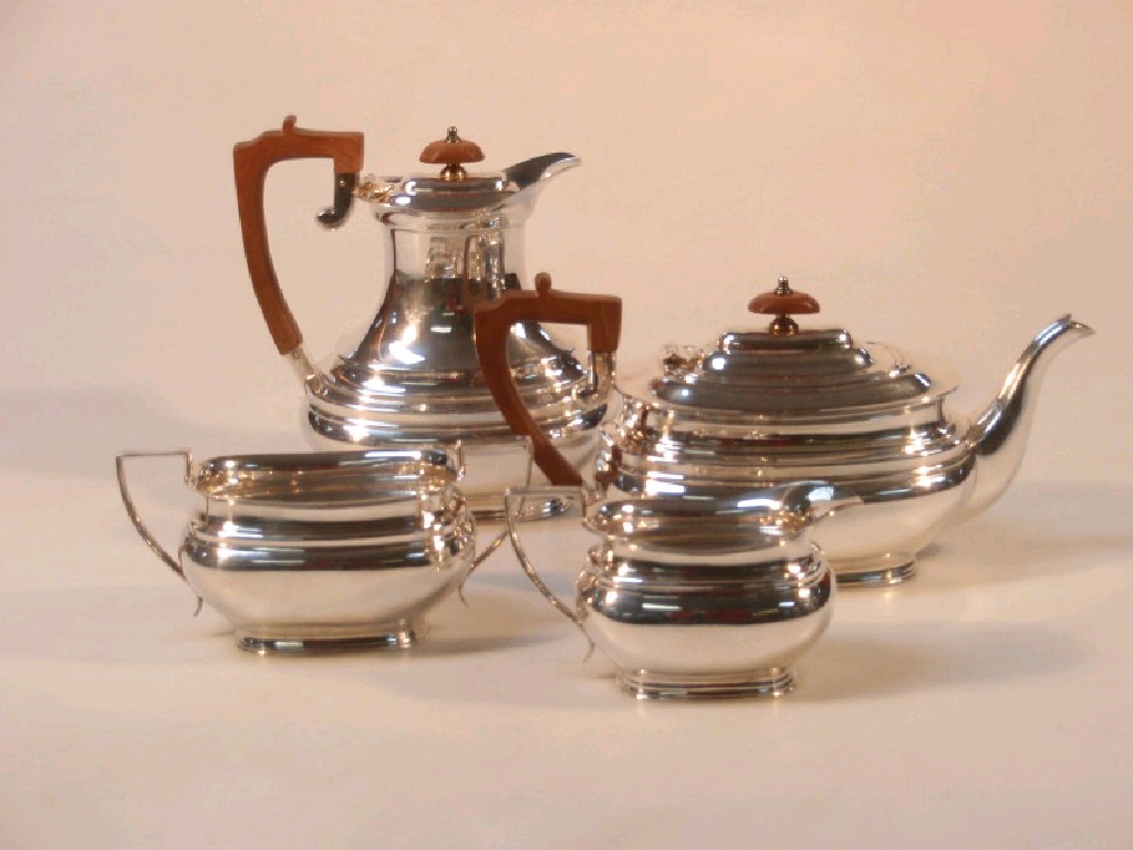 Appraisal: A Romney Georgian style silver plated four piece teaset