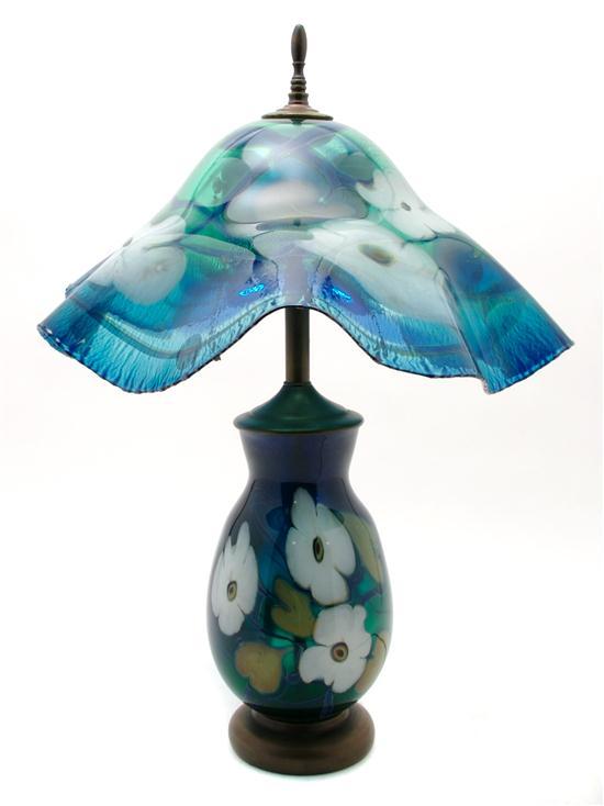 Appraisal: Glass Table Lamp Charles Lotton the dome shade having a